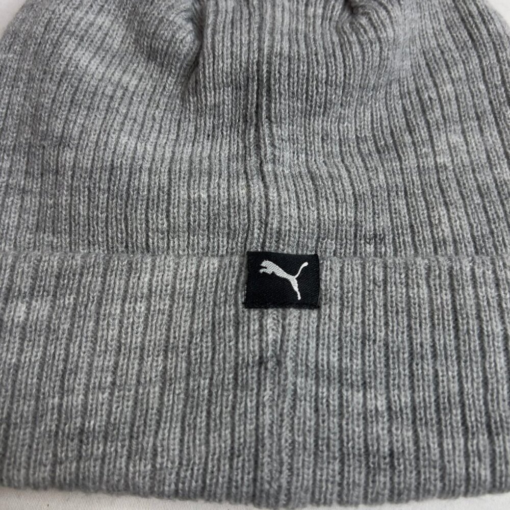 Puma Men's Evercat Fundamental Ribbed-Knit Beanie - Grey One Size - Picture 2 of 7
